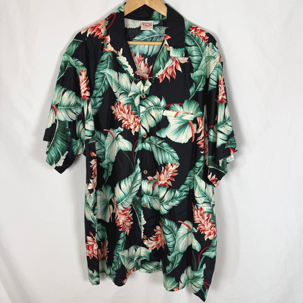 Vintage 70s Barefoot in Paradise Cotton Tropical Hawaiian Aloha Shirt 3XLT EUC